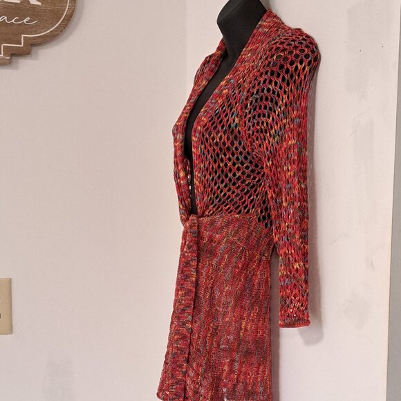 Neslay Paris Multi Colored Knit Front Tie Sweater Misses Size Misses S/M - Picture 8 of 13